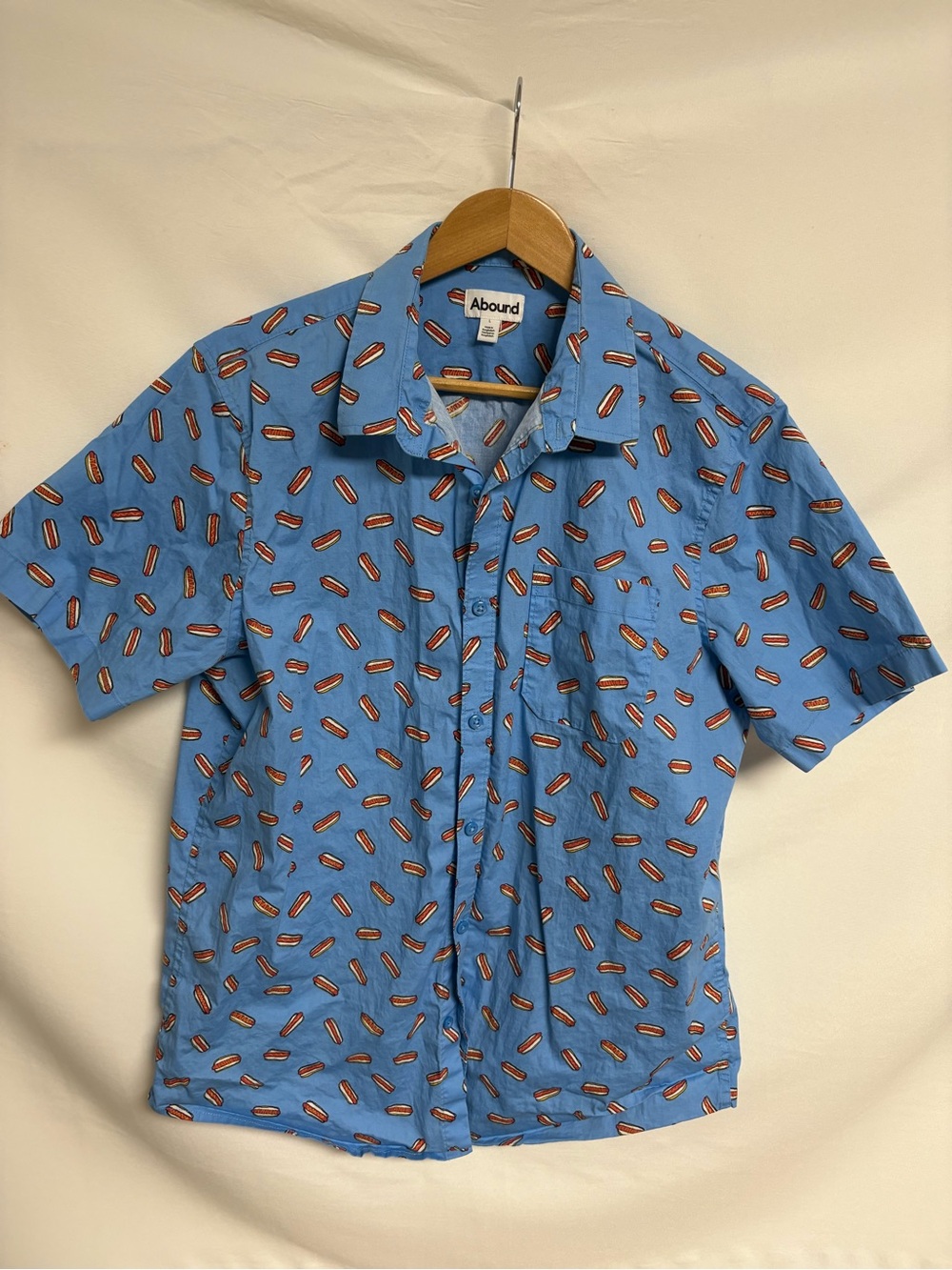 Abound Light Blue Short-Sleeve Button-Up with Hot Dog Print